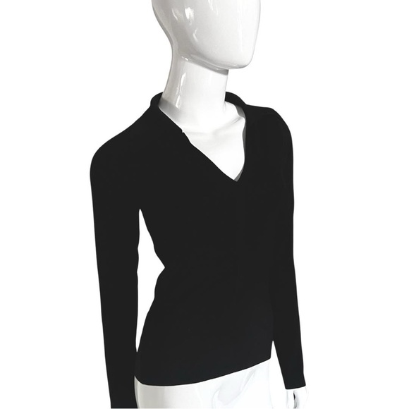 BOSS Hugo Boss Black Silk Blend Point-Collar Deep V-Neck Top - Small - Picture 2 of 12